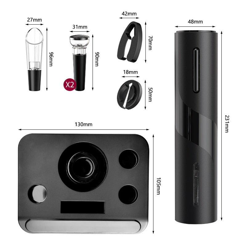 Abridor de vinho recarregável com suporte e kit completo Easy Wine
