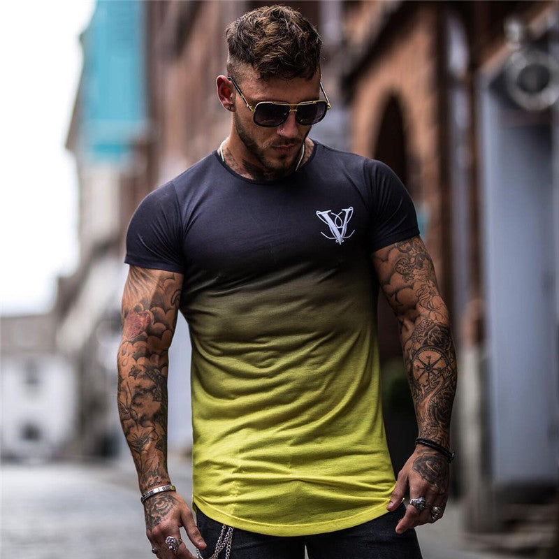 Camiseta T Shirt Masculina Casual Academia Gradient