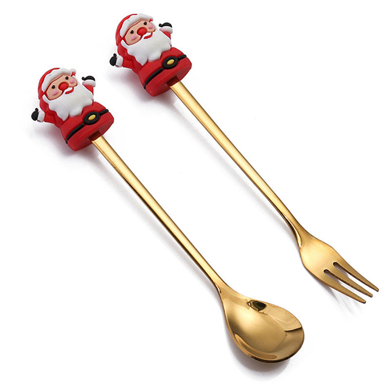 Talher de Natal Colher e Garfo Sobremesa NewSanta 2pcs