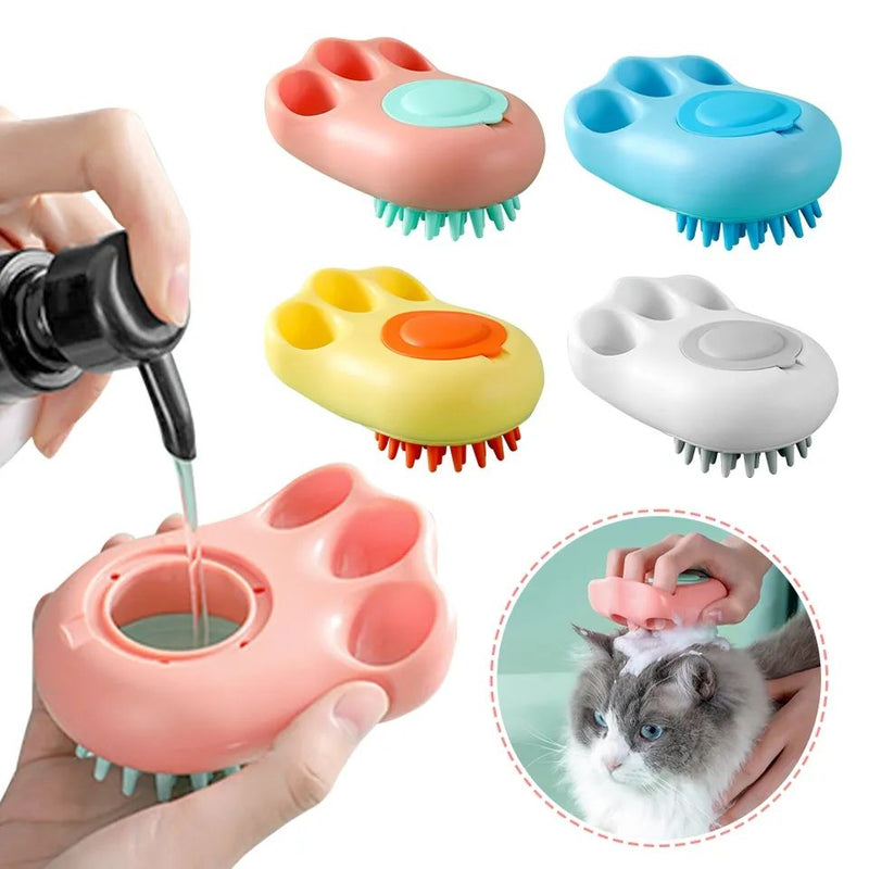 Escova Porta Shampoo Pet Silicone Banho para Cachorro e Gato