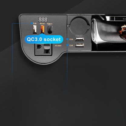 Organizador Para Carro MultFul Com Tomada e Entrada Para Carregar Eletrônicos