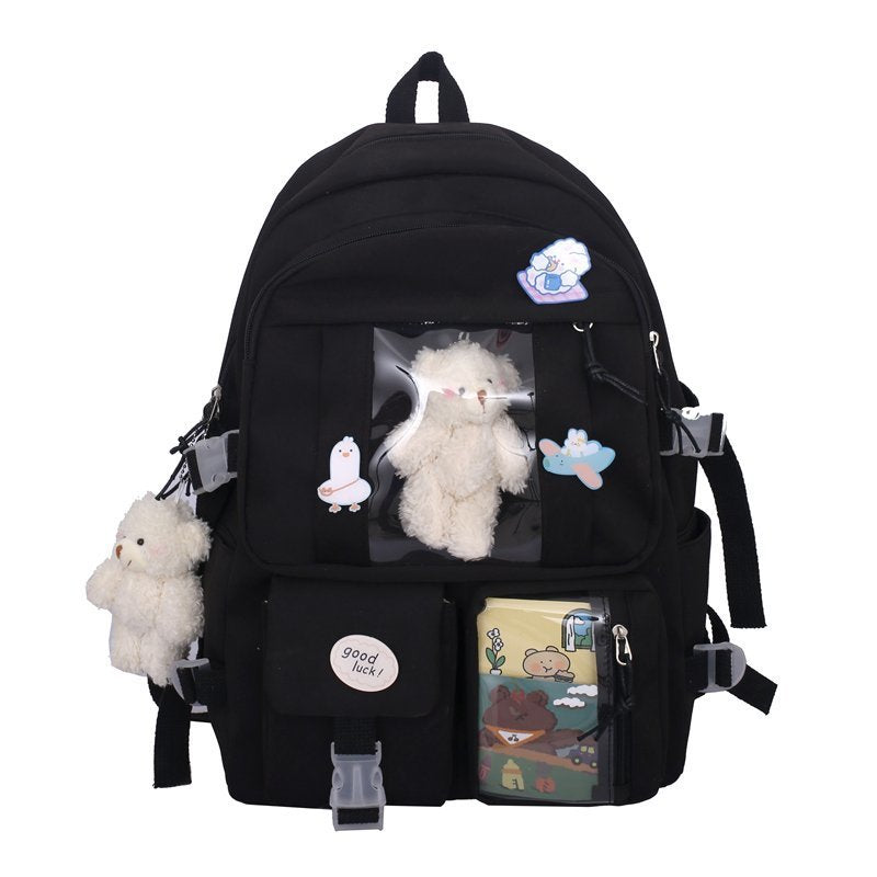 Mochila Estilo Coreano Multi Bolsos Kawaii