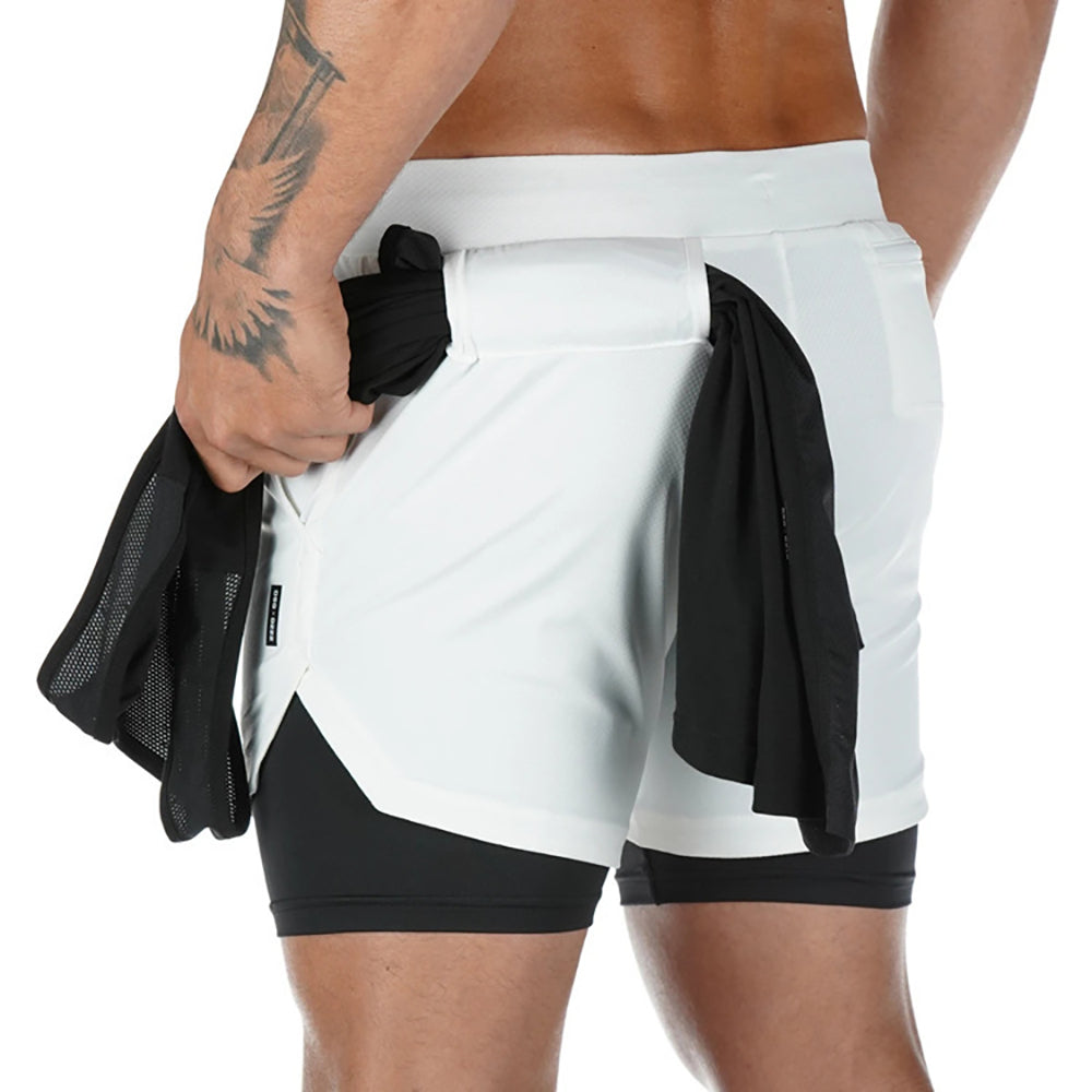 Bermuda Shorts Masculina Corrida Running 2 em 1 Secagem Fácil