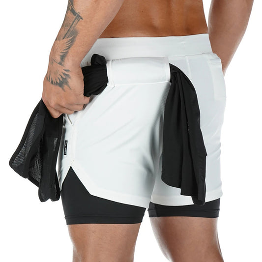 Bermuda Shorts Masculina Corrida Running 2 em 1 Secagem Fácil