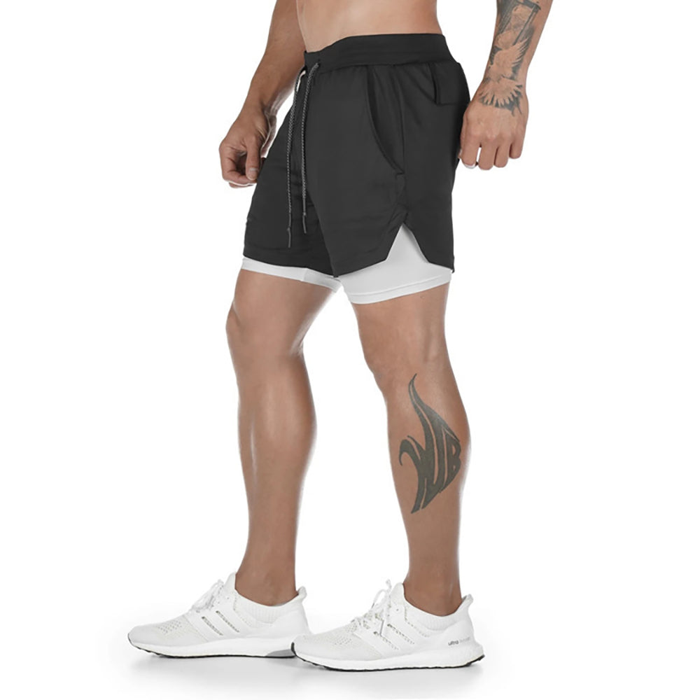 Bermuda Shorts Masculina Corrida Running 2 em 1 Secagem Fácil