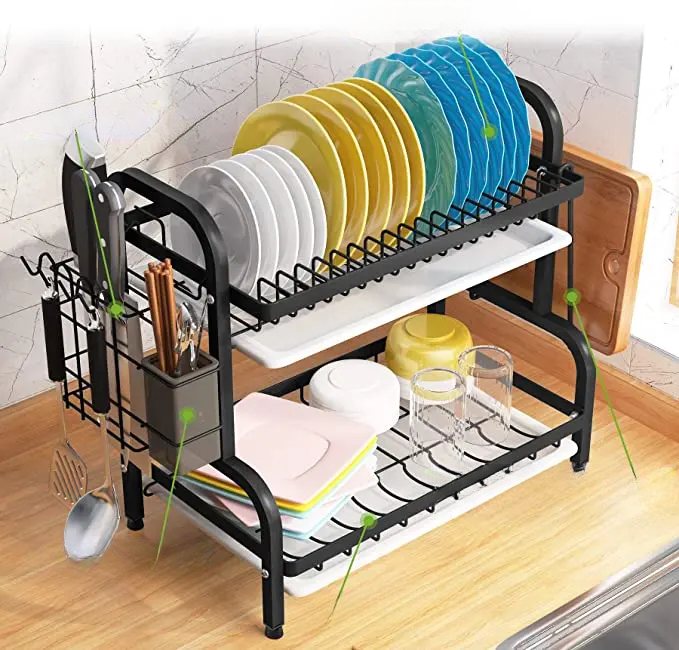 Escorredor de Pratos 2 Camadas com 2 Tábuas de Drenagem PRATEX