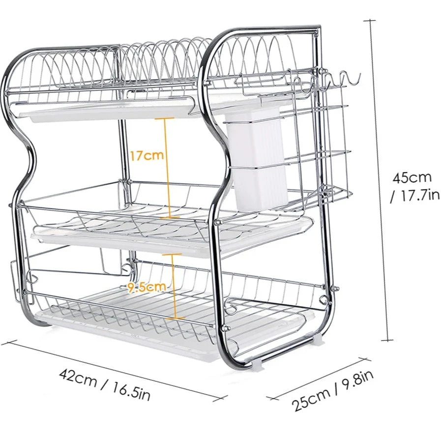 Escorredor de Pratos 3 Camadas Com 3 Bandejas de Drenagem TREFLEX