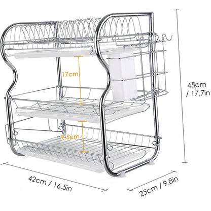Escorredor de Pratos 3 Camadas Com 3 Bandejas de Drenagem TREFLEX
