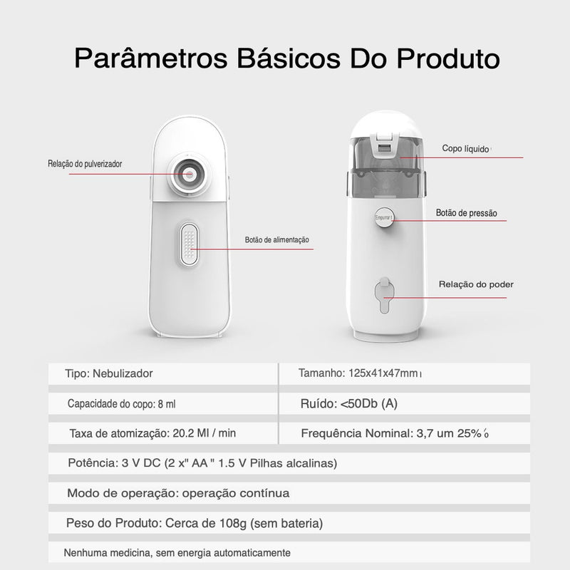 Nebulizador Inalador FreeAC Portátil Recarregável