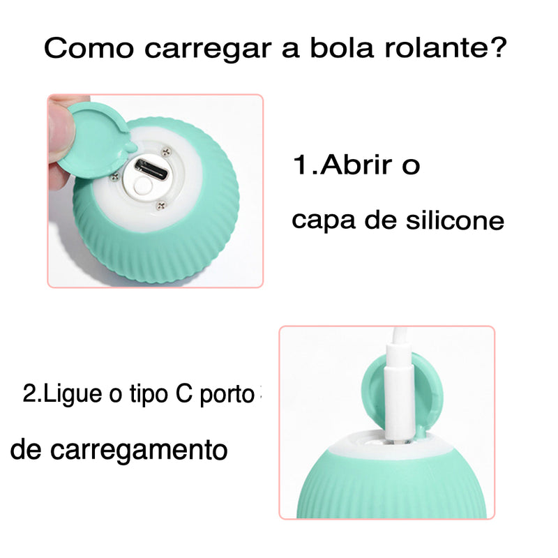 Bola Interativa para Gato Automática Rotação 360° USB