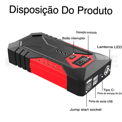 Impulsionador de Bateria com Carregador para Celular e Lanterna 22000mAh