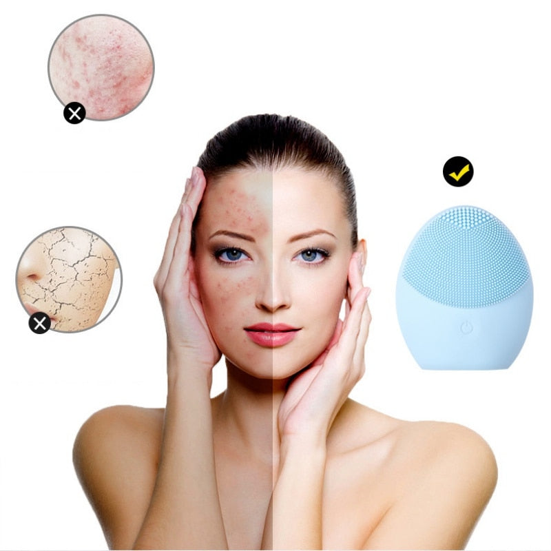 Massageador facial de silicone elétrico à prova d'água Multi-Face